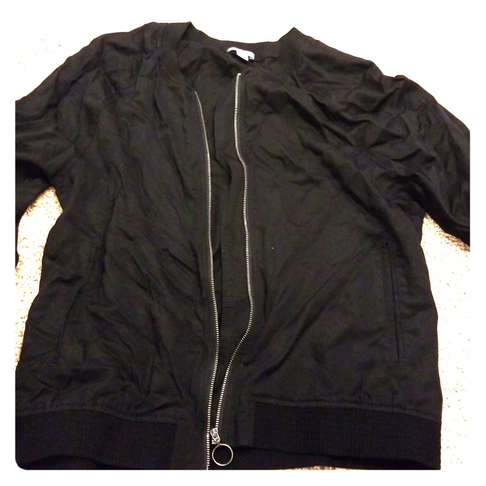 Quality Black Bomber zipper jacket